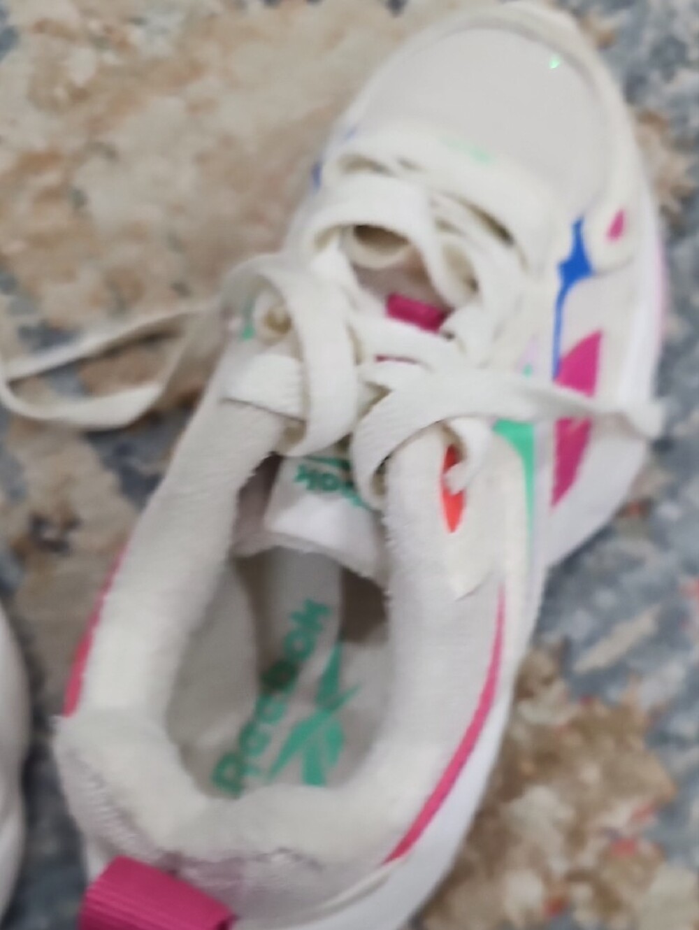 Reebok White Sneakers with Pink, Mint & Blue Accents - Picture 6 of 7